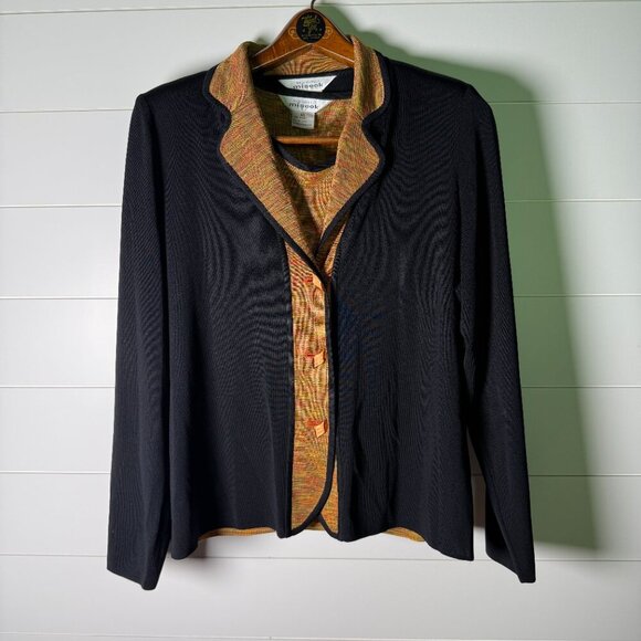 Misook 2 Piece Set- Tank XL, Jacket Large, Black and Autumn/Fall Colors - Picture 1 of 11